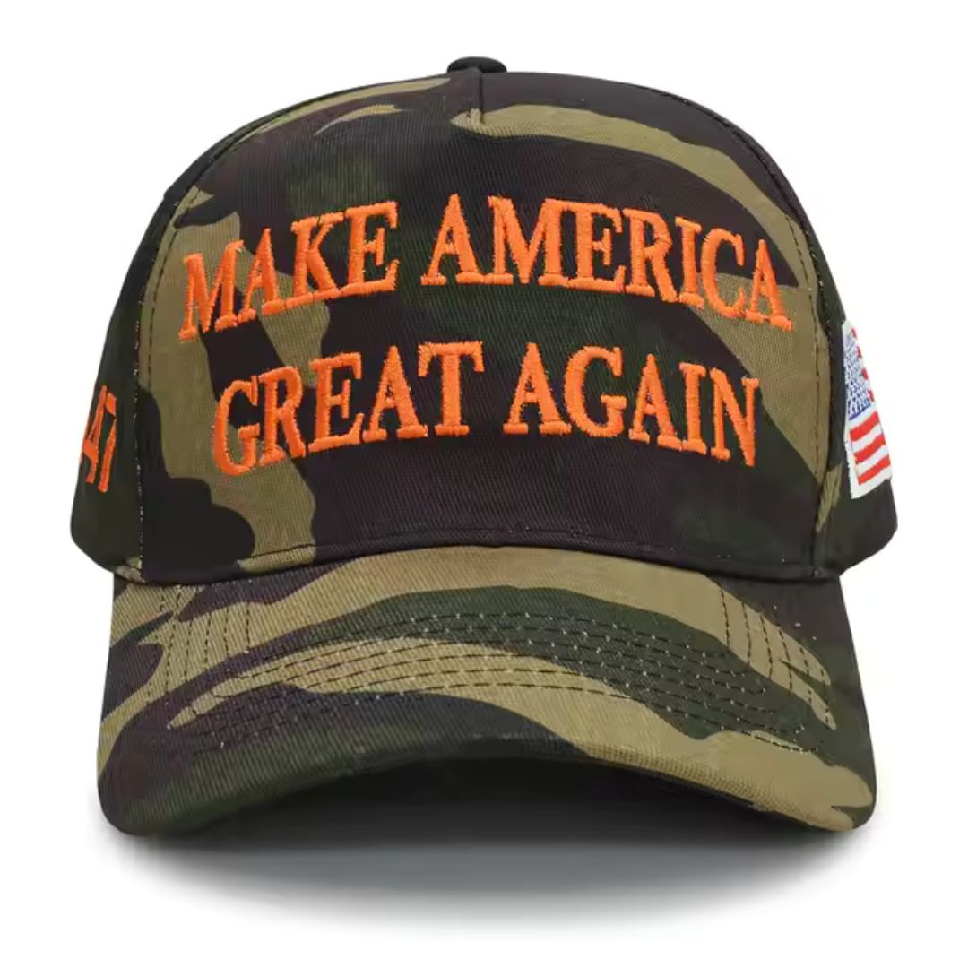 Trump 45-47 Legacy Hat – 4-Sided Embroidered Edition (Camo)