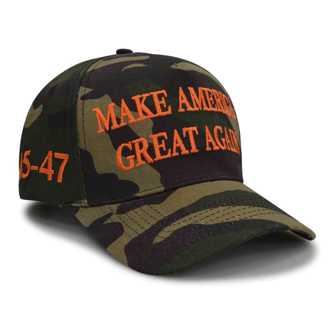Trump 45-47 Legacy Hat – 4-Sided Embroidered Edition (Camo)