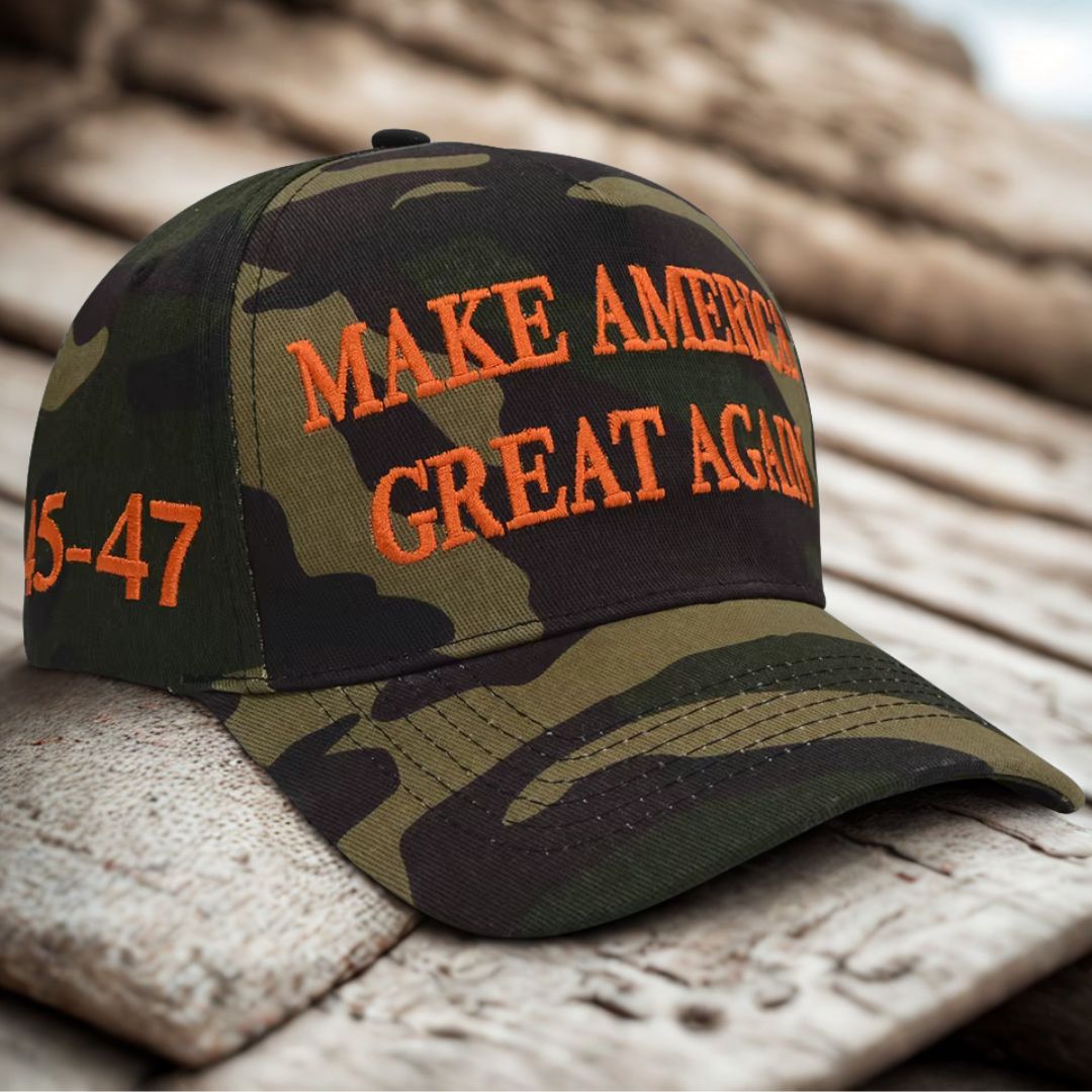Trump 45-47 Legacy Hat – 4-Sided Embroidered Edition (Camo)