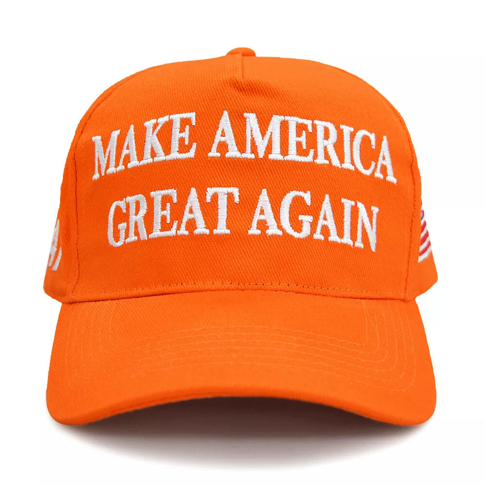 Trump 45-47 Legacy Hat – 4-Sided Embroidered Edition (Tangerine)