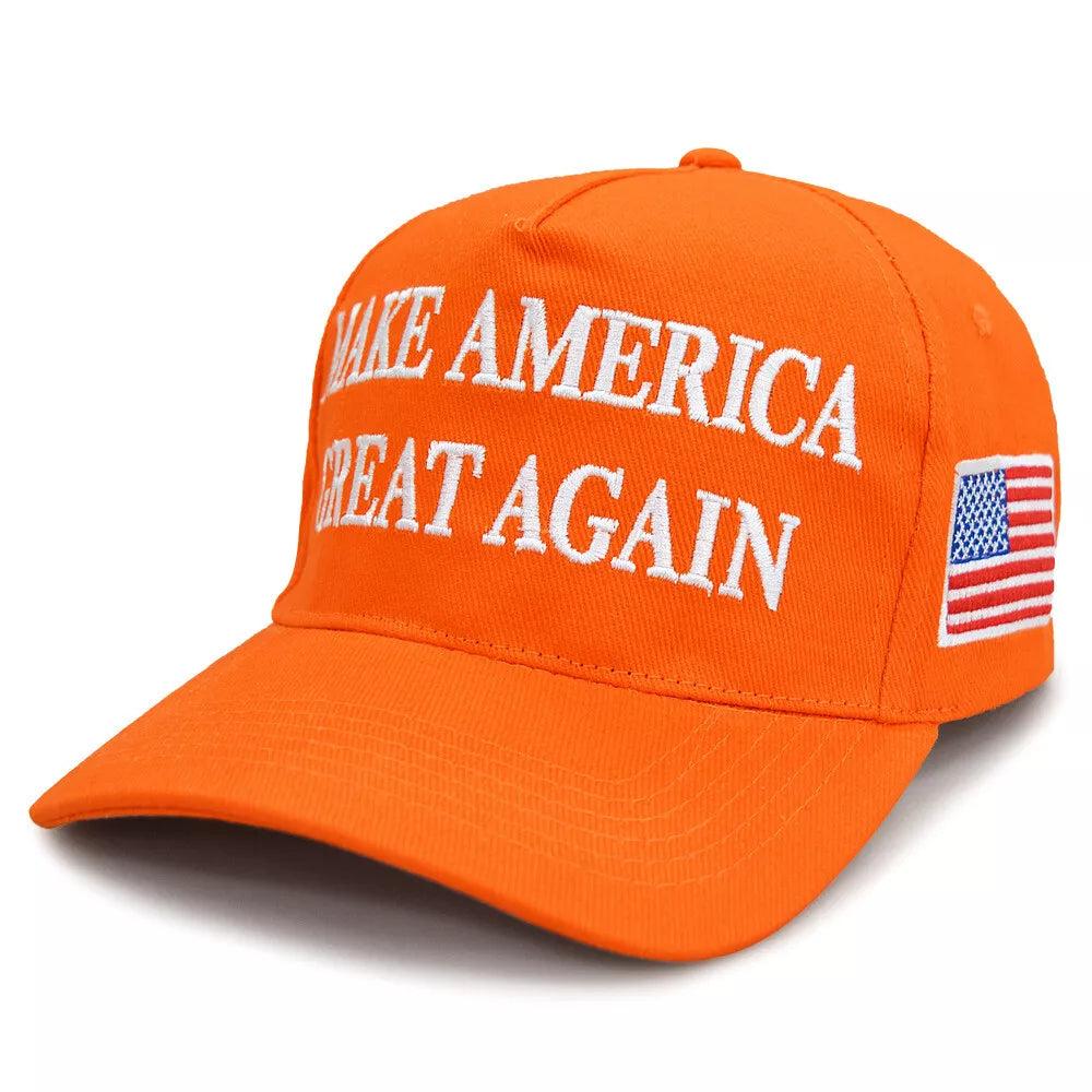 Trump 45-47 Legacy Hat – 4-Sided Embroidered Edition (Tangerine)