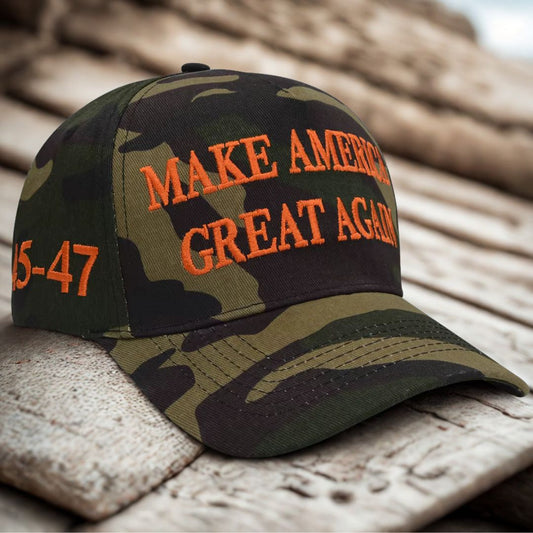 Trump 45-47 Legacy Hat – 4-Sided Embroidered Edition (Camo)