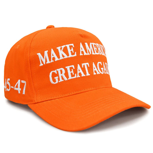 Trump 45-47 Legacy Hat – 4-Sided Embroidered Edition (Tangerine)